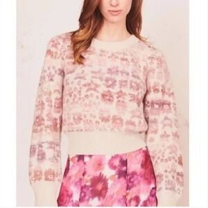 LoveShackFancy Sz S Wool Alpaca Kirsten Pullover Sweater Crew Neck Womens